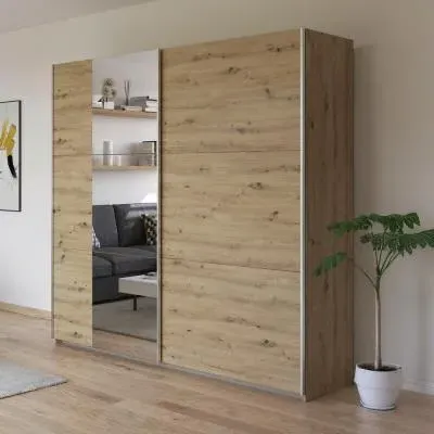 Kronach 2 Door Sliding Wardrobe with Mirror - Artisan Oak