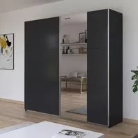 Kronach 2 Door Sliding Wardrobe with Mirror - Metallic Dark Grey
