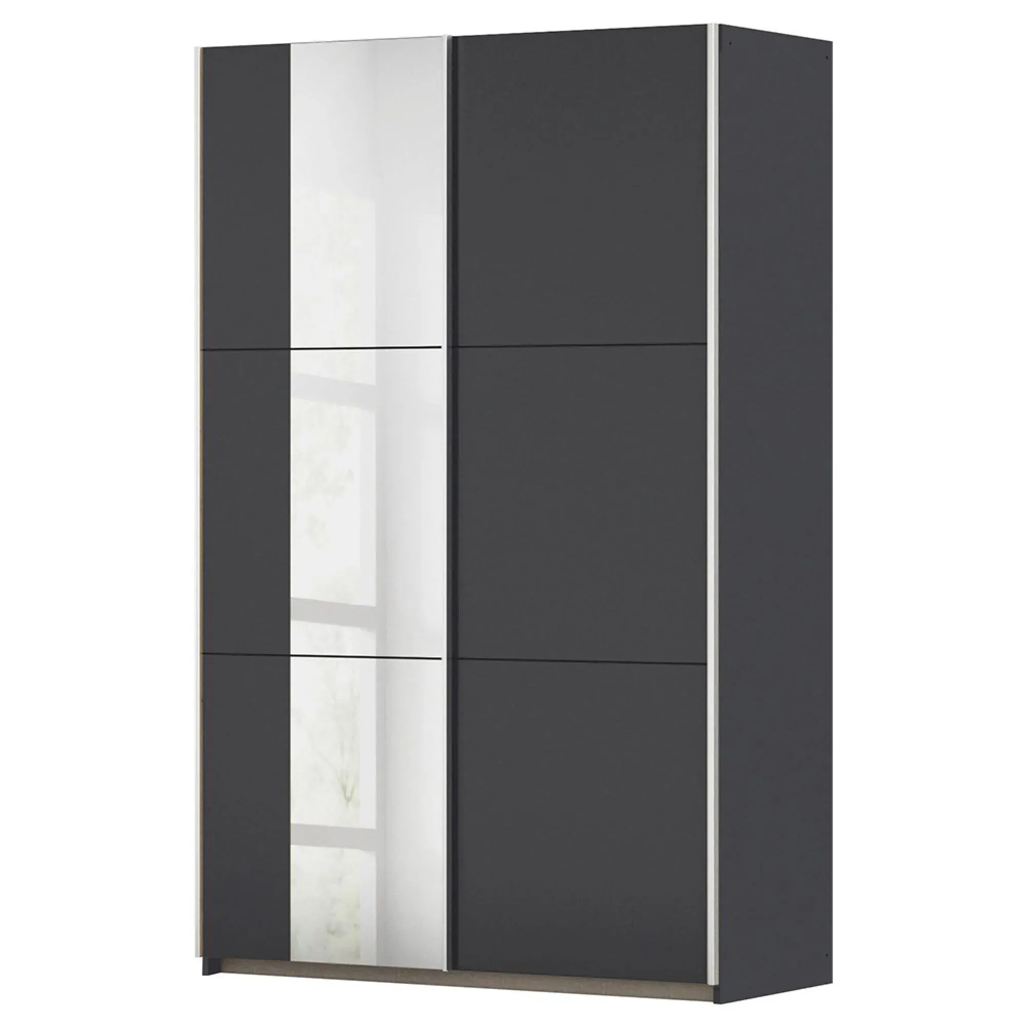 Kronach 2 Door Sliding Wardrobe with Mirror - Metallic Dark Grey