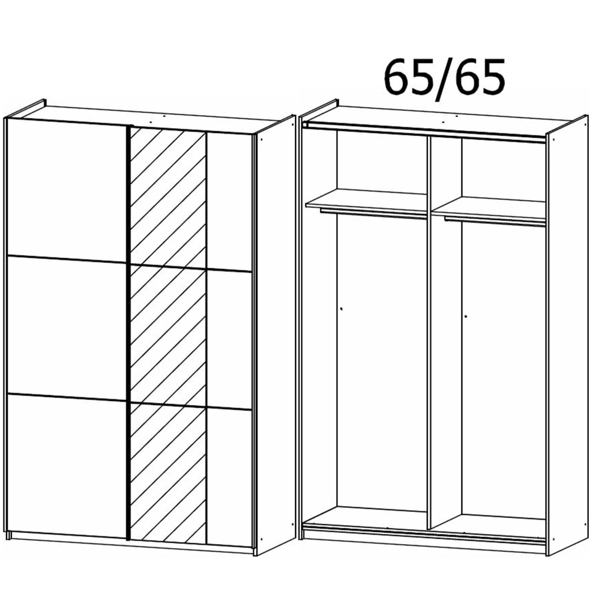 Kronach 2 Door Sliding Wardrobe with Mirror - Metallic Dark Grey