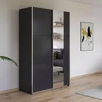 Kronach 2 Door Sliding Wardrobe with Mirror - Metallic Dark Grey