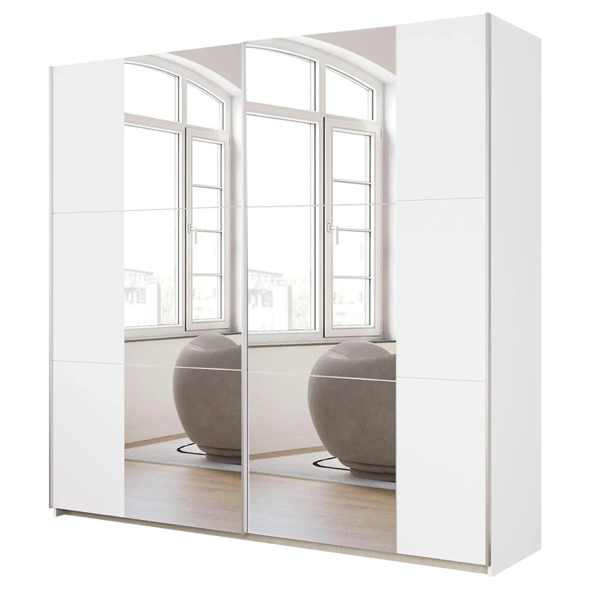 Kronach 218cm 2 Door Mirrored Sliding Wardrobe - Alpine White