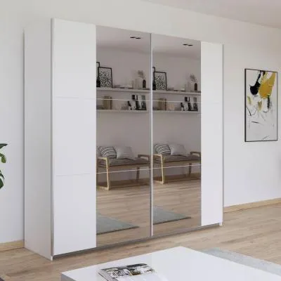 Kronach 218cm 2 Door Mirrored Sliding Wardrobe - Alpine White image