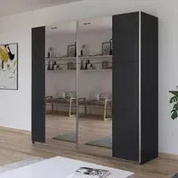 Kronach 218cm 2 Door Mirrored Sliding Wardrobe - Metallic Dark Grey
