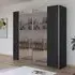 Kronach 218cm 2 Door Mirrored Sliding Wardrobe - Metallic Dark Grey