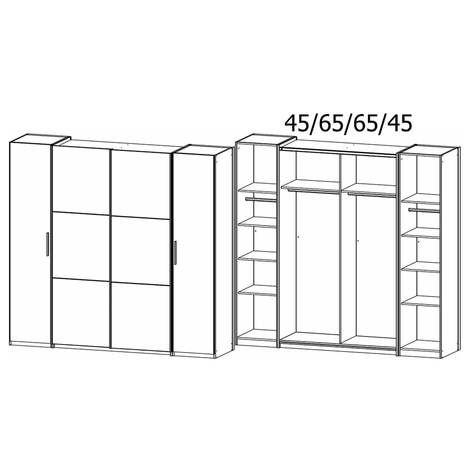 Kronach 225cm 4 Door Wardrobe - Metallic Dark Grey