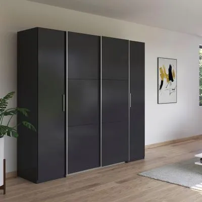 Kronach 225cm 4 Door Wardrobe - Metallic Dark Grey