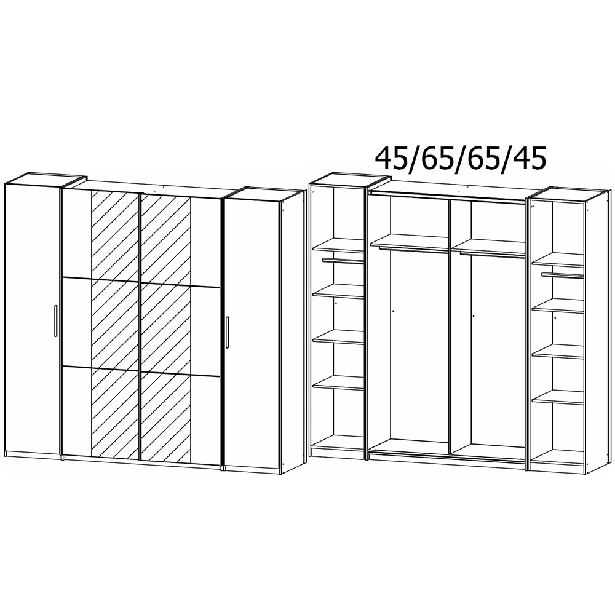 Kronach 225cm 4 Door Wardrobe with Mirror - Alpine White