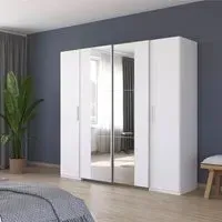 Kronach 225cm 4 Door Wardrobe with Mirror - Alpine White