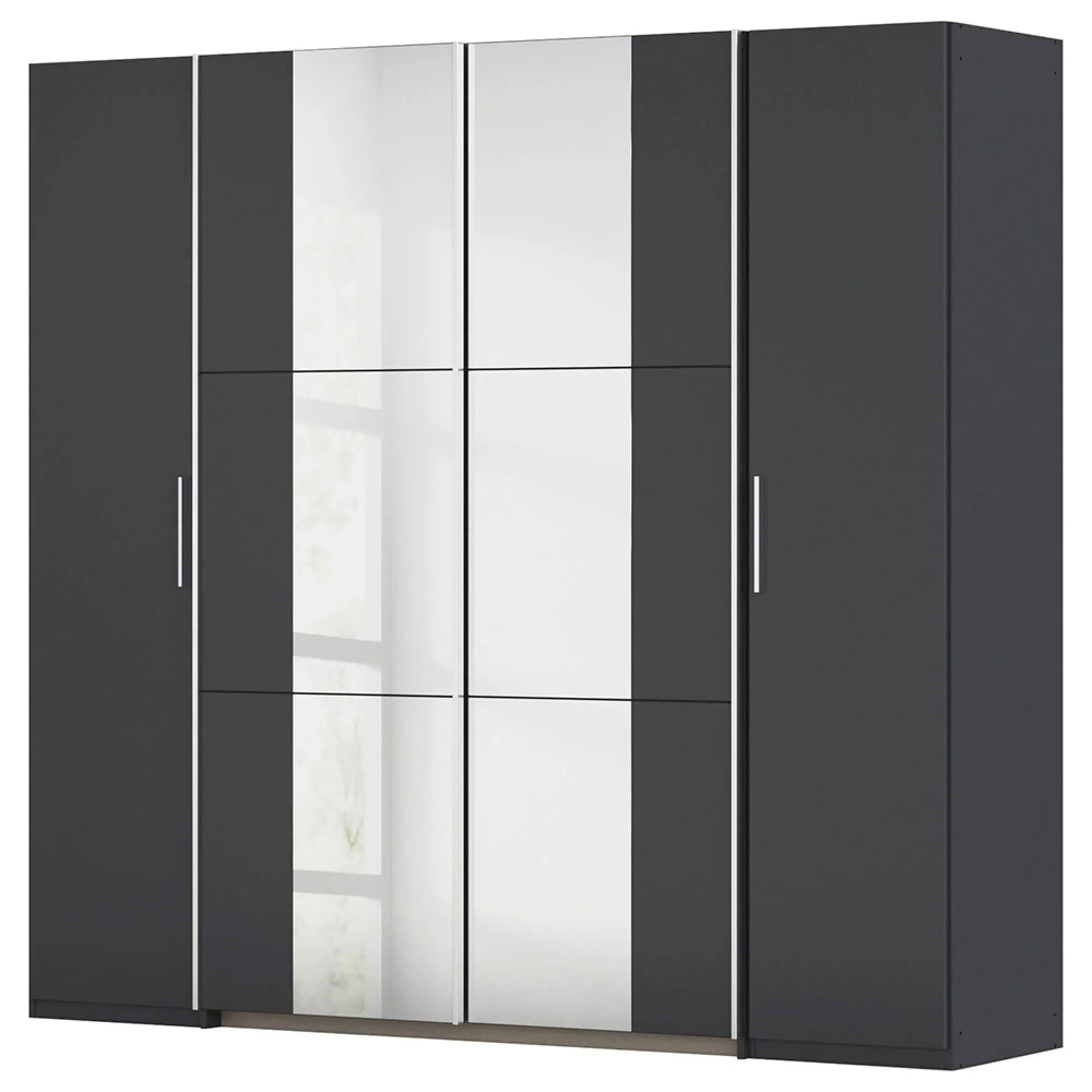 Kronach 225cm 4 Door Wardrobe with Mirror - Metallic Dark Grey