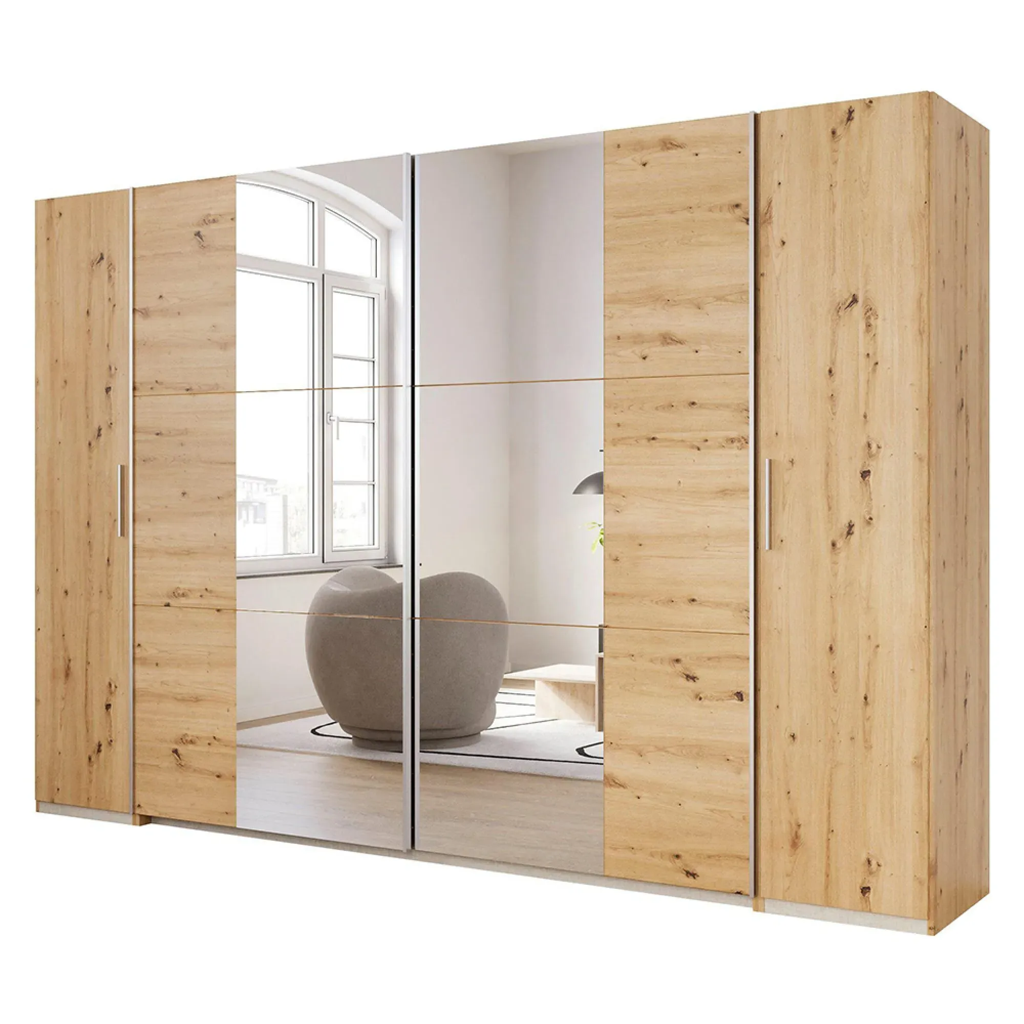 Kronach 4 Door Wardrobe with Mirror - Artisan Oak