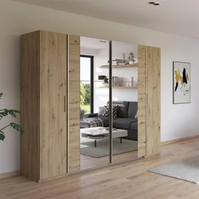 Kronach 4 Door Wardrobe with Mirror - Artisan Oak