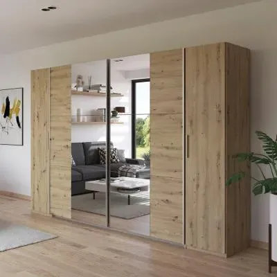 Kronach 4 Door Wardrobe with Mirror - Artisan Oak