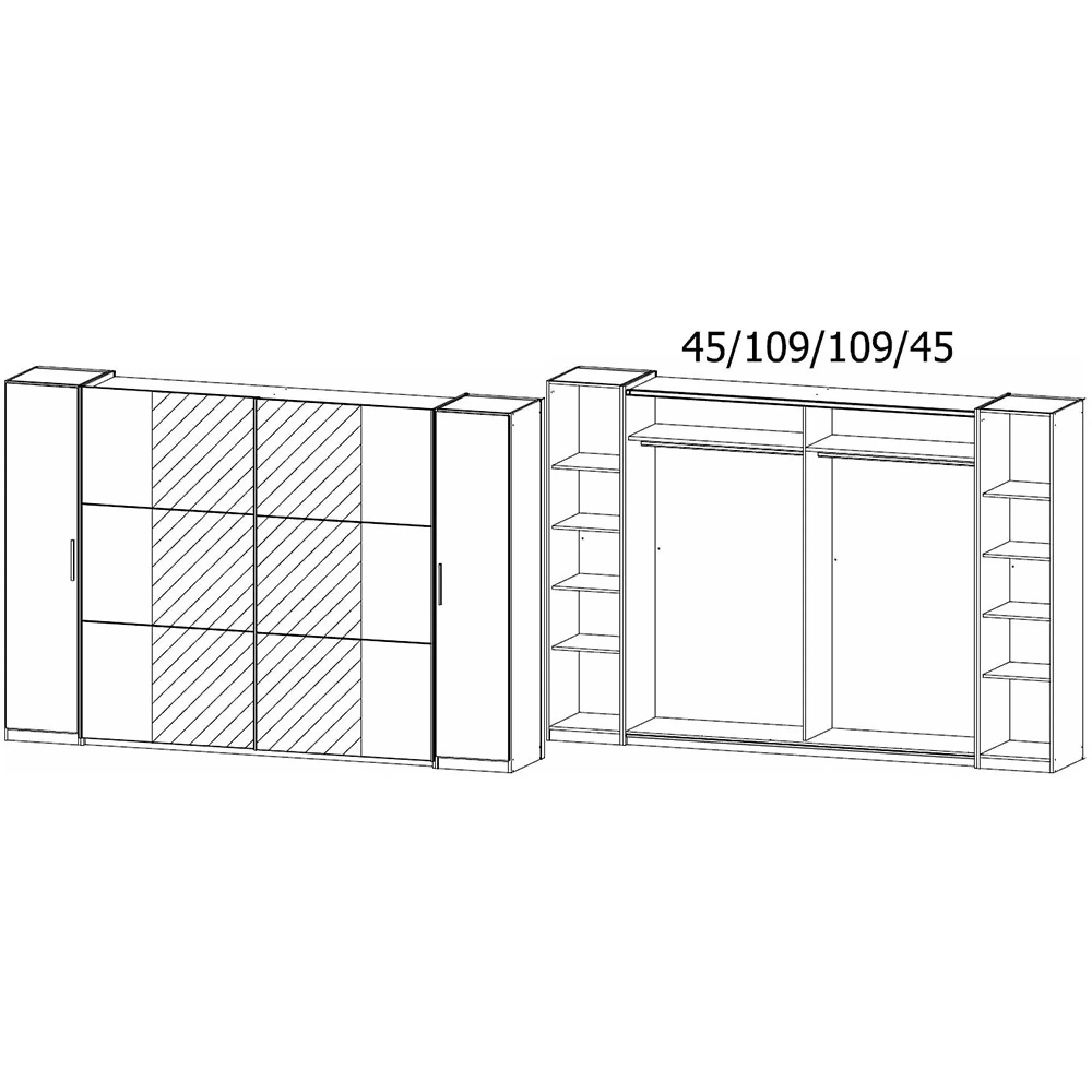 Kronach 4 Door Wardrobe with Mirror - Metallic Dark Grey