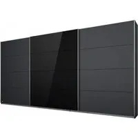 Kulmbach 3-Door Sliding Wardrobe - Grey Metallic, Glass