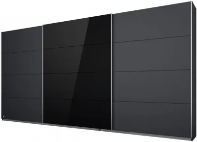 Kulmbach 3-Door Sliding Wardrobe - Grey Metallic, Glass