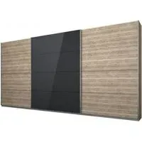 Kulmbach 3-Door Sliding Wardrobe - Sonoma Oak, Glass