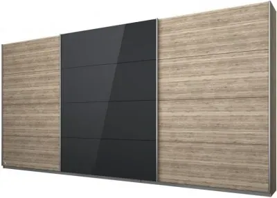 Kulmbach 3-Door Sliding Wardrobe - Sonoma Oak, Glass