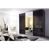 Kulmbach 3-Door Sliding Wardrobe with Mirror - Grey Metallic