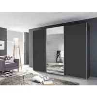 Kulmbach 3-Door Sliding Wardrobe with Mirror - Grey Metallic