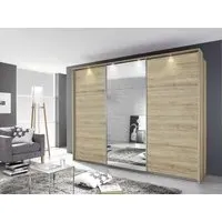 Kulmbach 3-Door Sliding Wardrobe with Mirror - Sanremo Oak