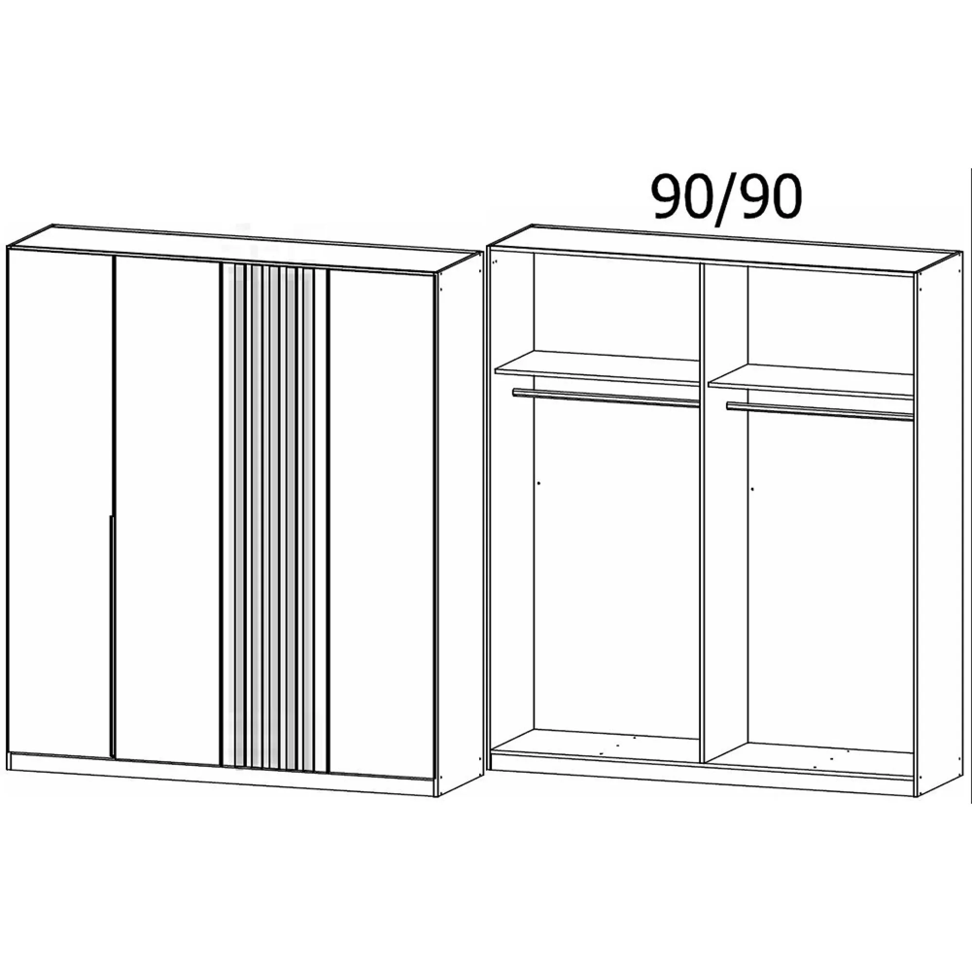 Lamella 181cm 4 Door Wardrobe - Alpine White