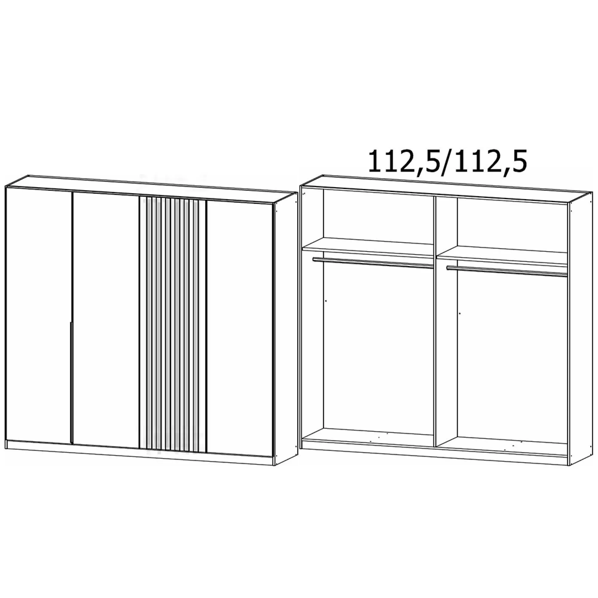 Lamella 226cm 4 Door Wardrobe - Metallic Dark Grey