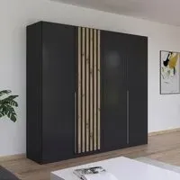 Lamella 226cm 4 Door Wardrobe - Metallic Dark Grey