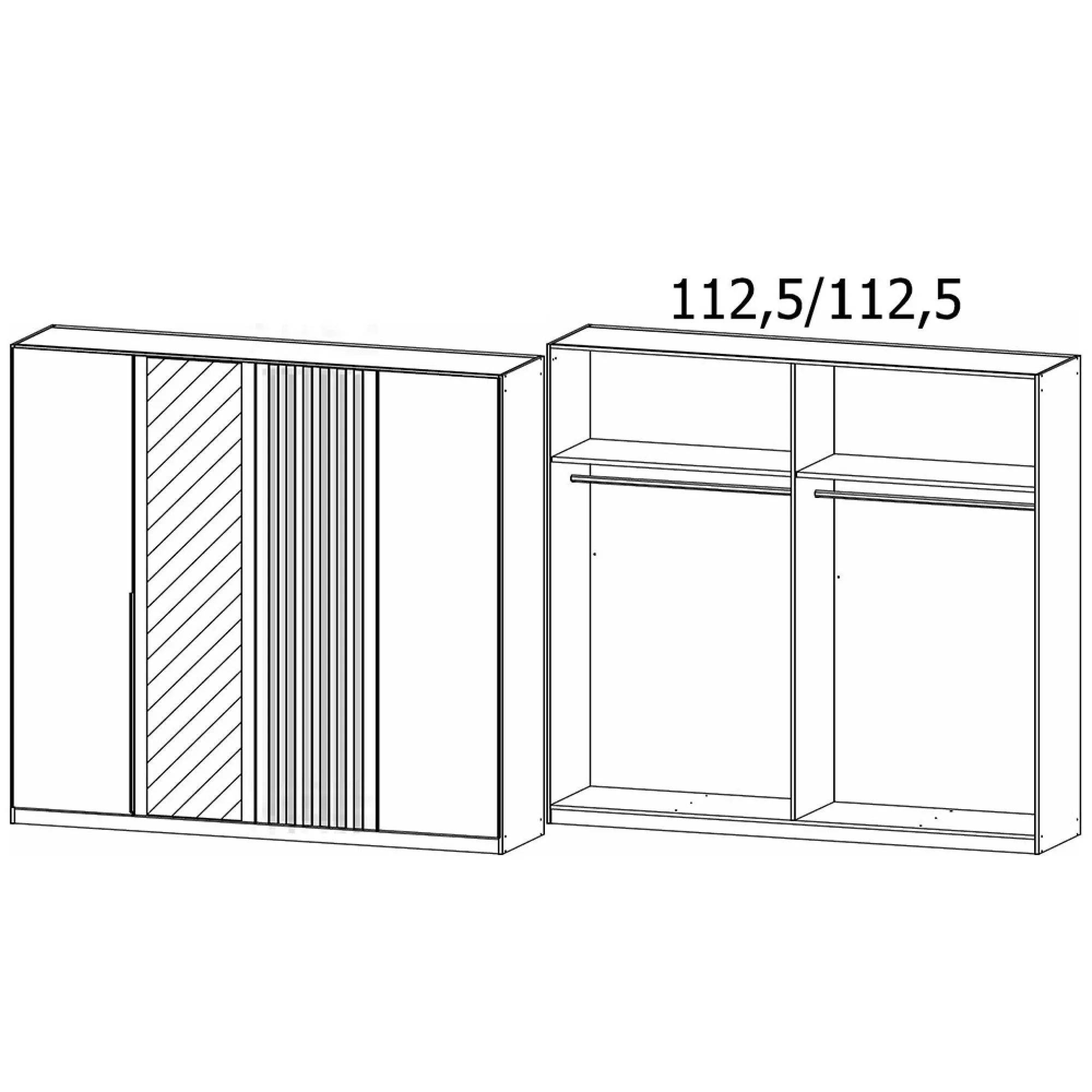 Lamella 226cm 4 Door Wardrobe with Mirror - Alpine White