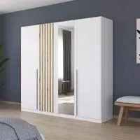 Lamella 226cm 4 Door Wardrobe with Mirror - Alpine White