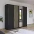 Lamella 226cm 4 Door Wardrobe with Mirror - Metallic Dark Grey