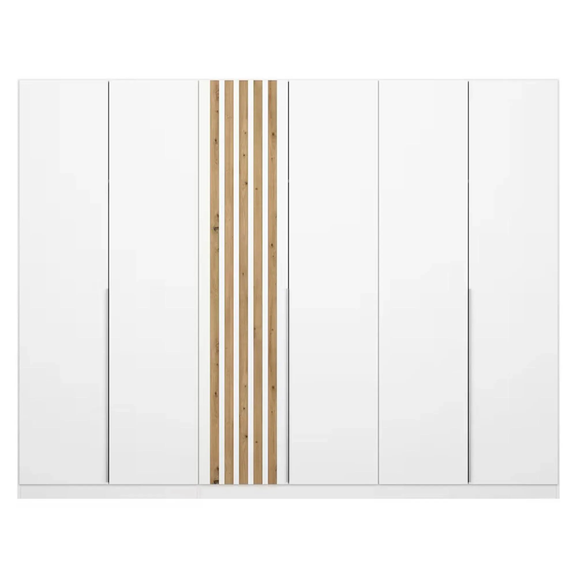 Lamella 6 Door Wardrobe - Alpine White, Artisan Oak