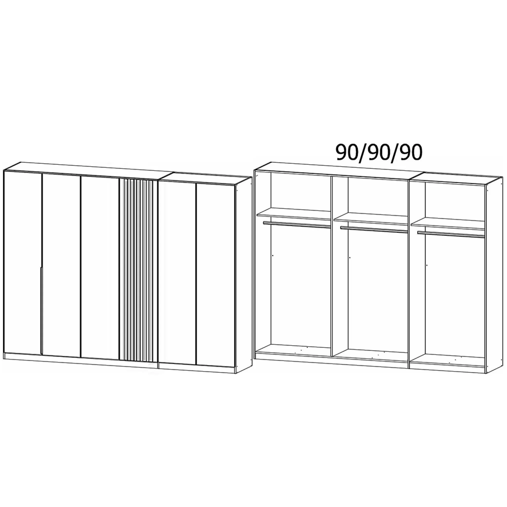 Lamella 6 Door Wardrobe - Alpine White, Artisan Oak