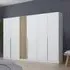 Lamella 6 Door Wardrobe - Alpine White, Artisan Oak