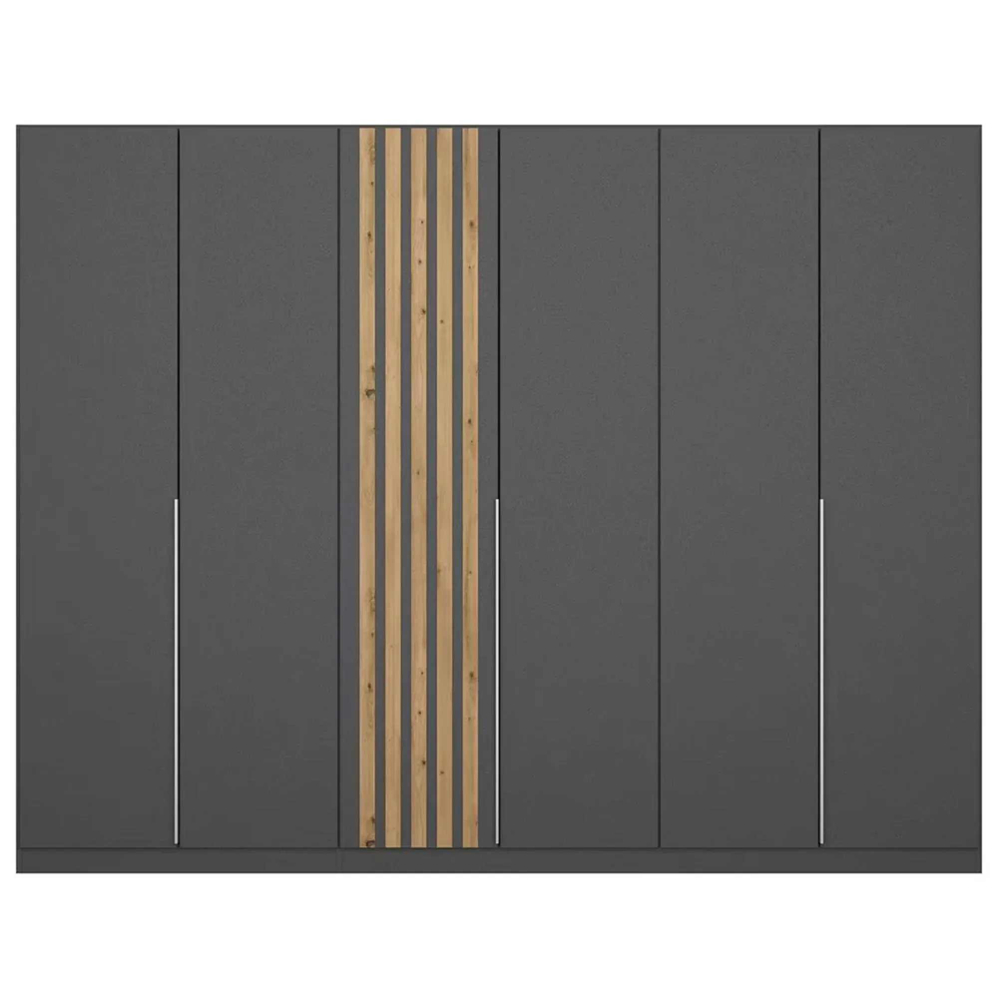 Lamella 6 Door Wardrobe - Metallic Dark Grey, Artisan Oak