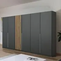Lamella 6 Door Wardrobe - Metallic Dark Grey, Artisan Oak