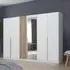 Lamella 6 Door Wardrobe with Mirror - Alpine White, Artisan Oak