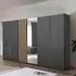 Lamella 6 Door Wardrobe with Mirror - Metallic Dark Grey, Artisan Oak