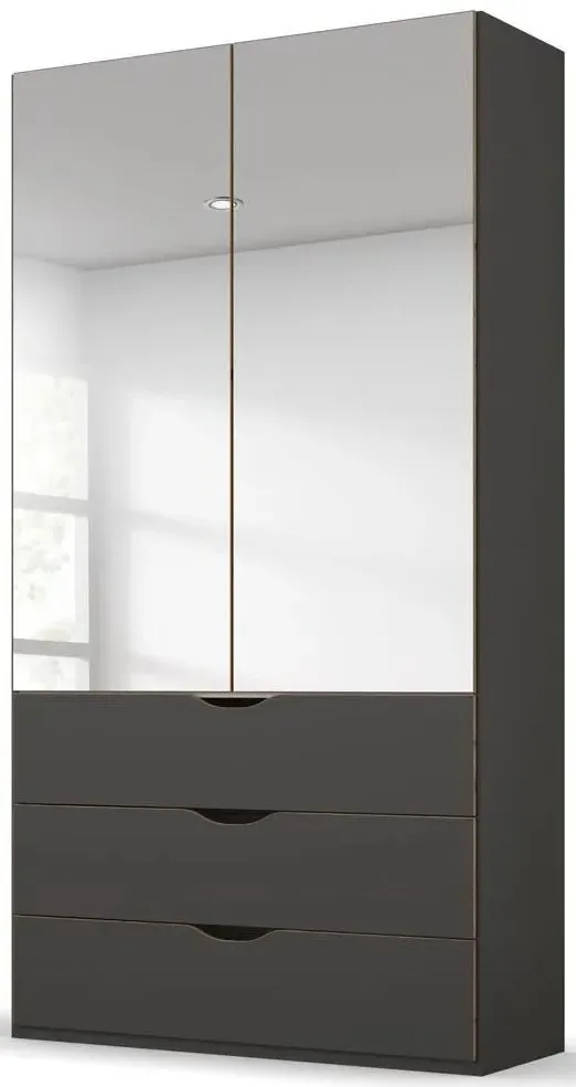 Lias 2 Door Combi Wardrobe with Mirror - Graphite