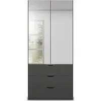 Lias 2 Door Combi Wardrobe with Mirror - Graphite