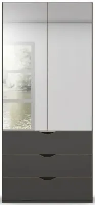 Lias 2 Door Combi Wardrobe with Mirror - Graphite