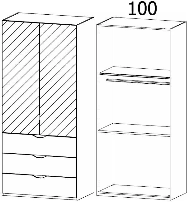 Lias 2 Door Combi Wardrobe with Mirror - Silk Grey