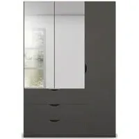 Lias 3-Door Combi Wardrobe with Mirrors - Black
