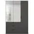 Lias 3-Door Combi Wardrobe with Mirrors - Black