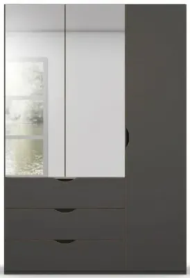 Lias 3-Door Combi Wardrobe with Mirrors - Black