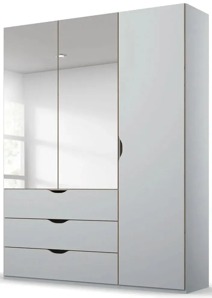 Lias 3-Door Combi Wardrobe with Mirrors - Grey