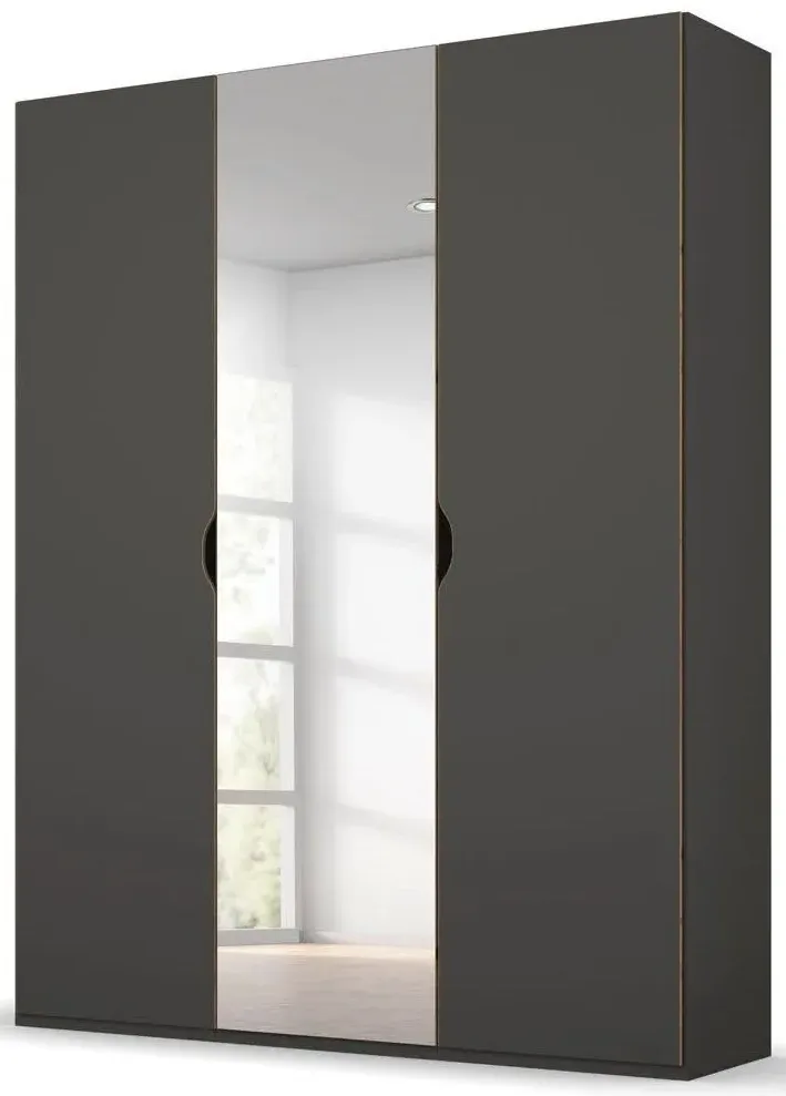 Lias 3-Door Wardrobe with Mirror - Black