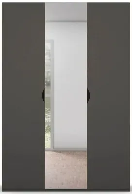 Lias 3-Door Wardrobe with Mirror - Black image