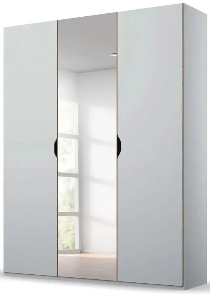 Lias 3-Door Wardrobe with Mirror - Grey