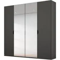 Lias 4 Door Wardrobe with Mirror - Black